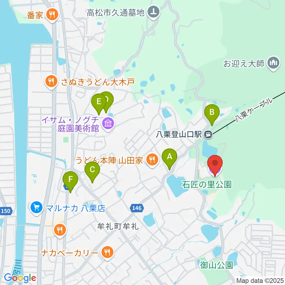 高松市石の民俗資料館周辺のホテル一覧地図