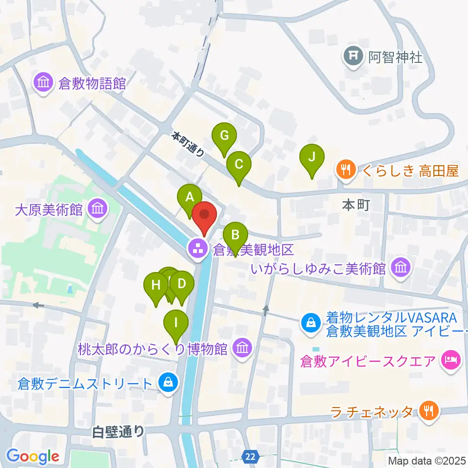 倉敷考古館周辺のホテル一覧地図