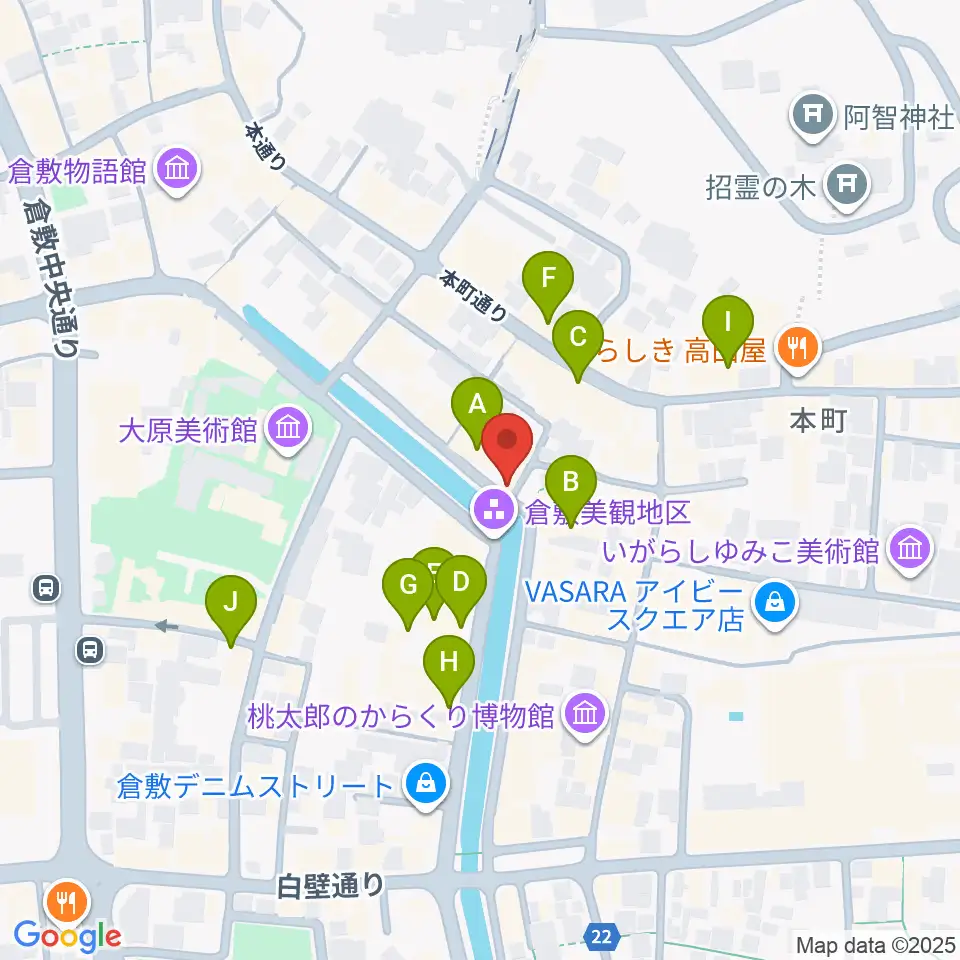 倉敷考古館周辺のホテル一覧地図