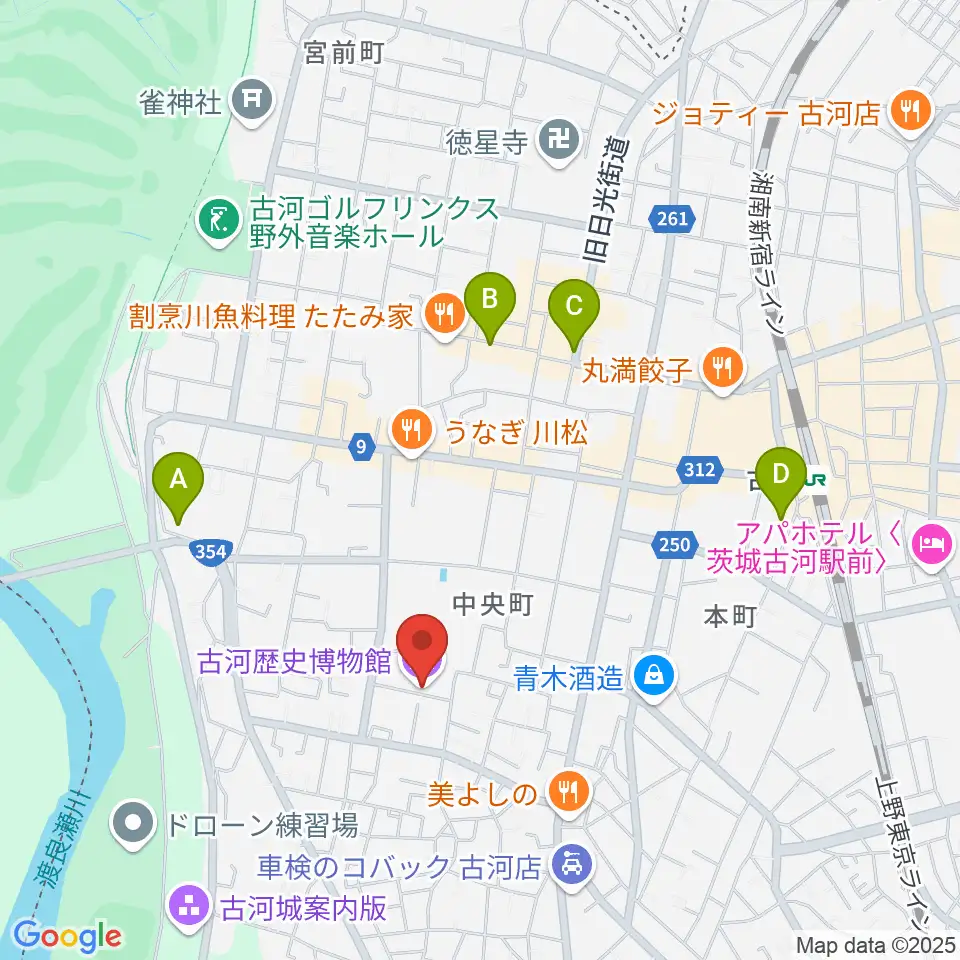 古河歴史博物館周辺のホテル一覧地図