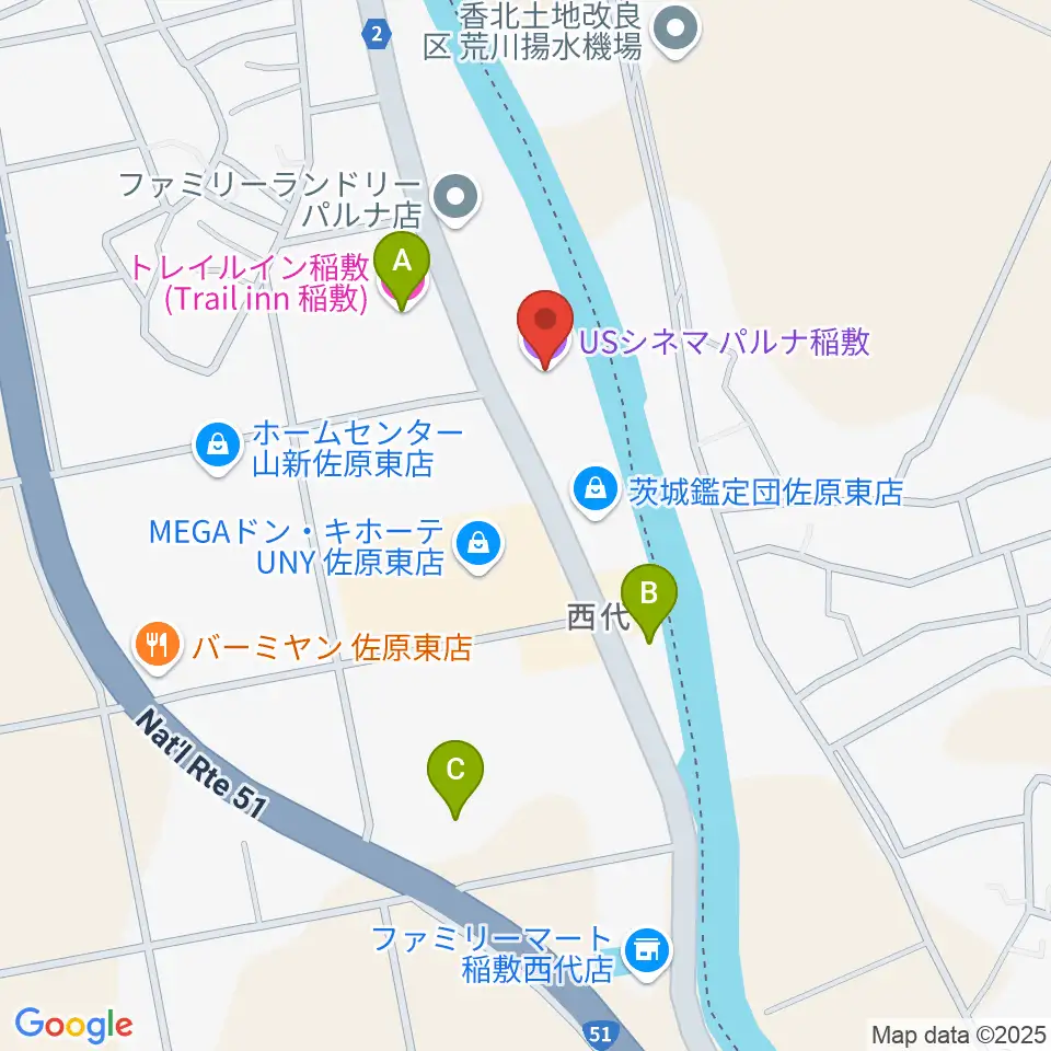 USシネマパルナ稲敷周辺のホテル一覧地図