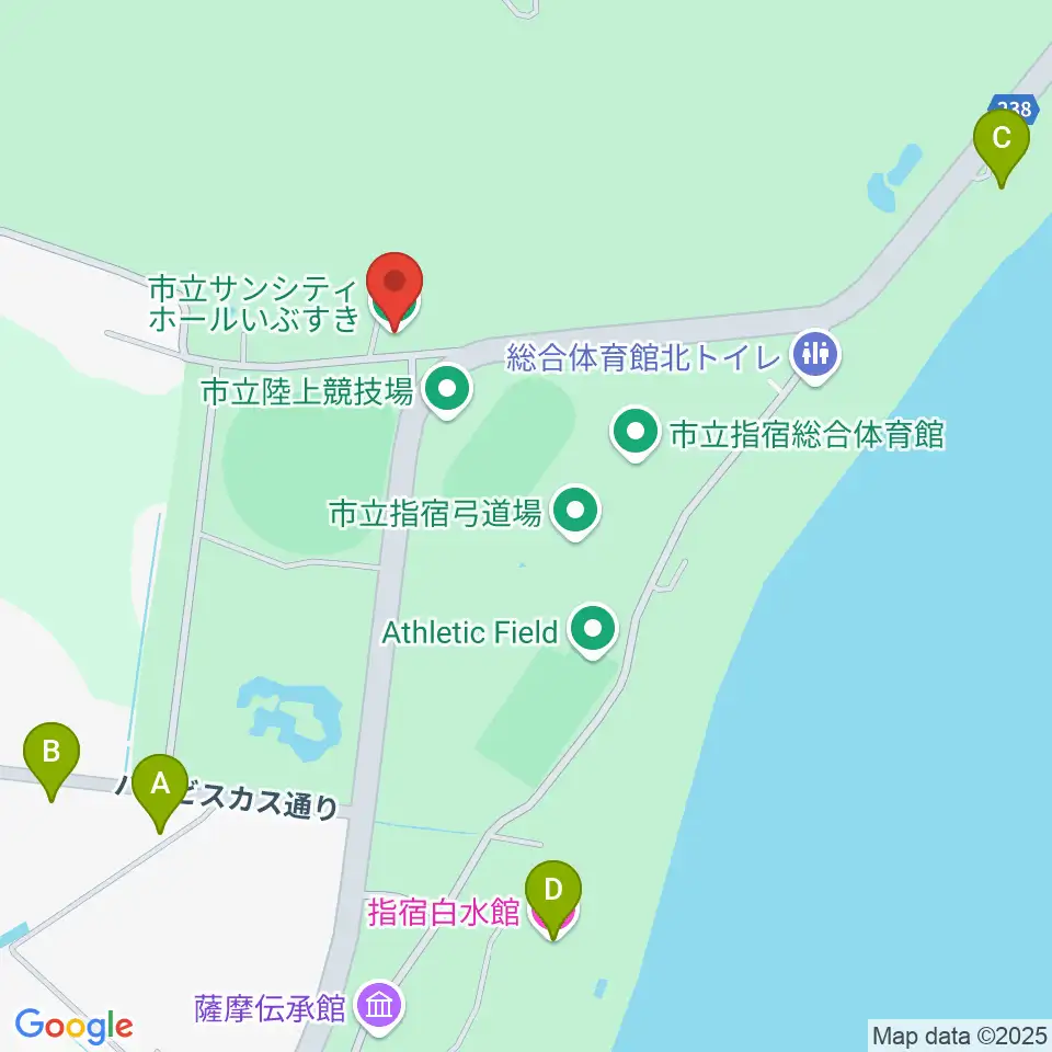 鹿児島水処理スポーツドーム周辺のホテル一覧地図