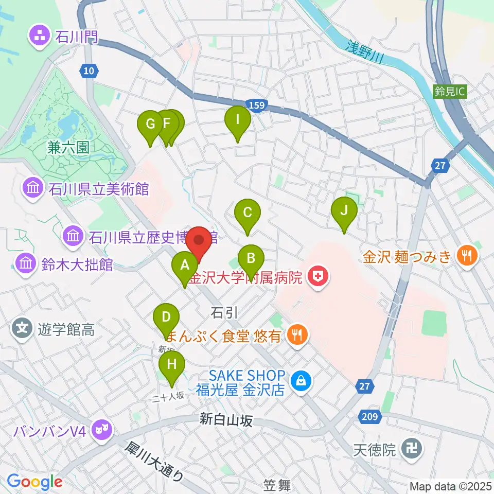 金沢くらしの博物館周辺のホテル一覧地図