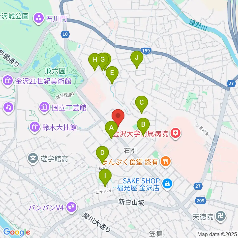 金沢くらしの博物館周辺のホテル一覧地図