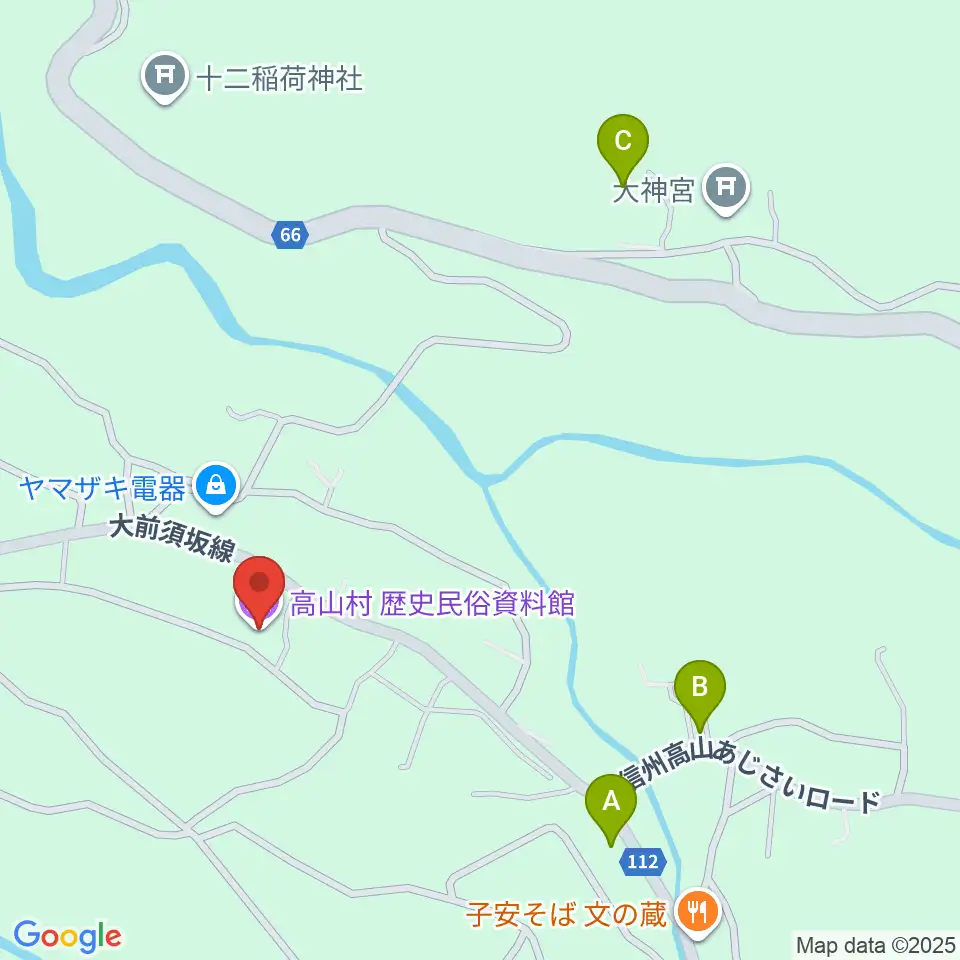 高山村歴史民俗資料館周辺のホテル一覧地図
