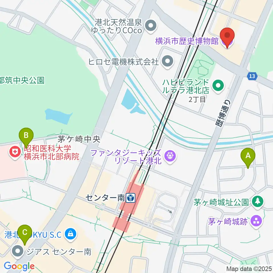 横浜市歴史博物館周辺のホテル一覧地図
