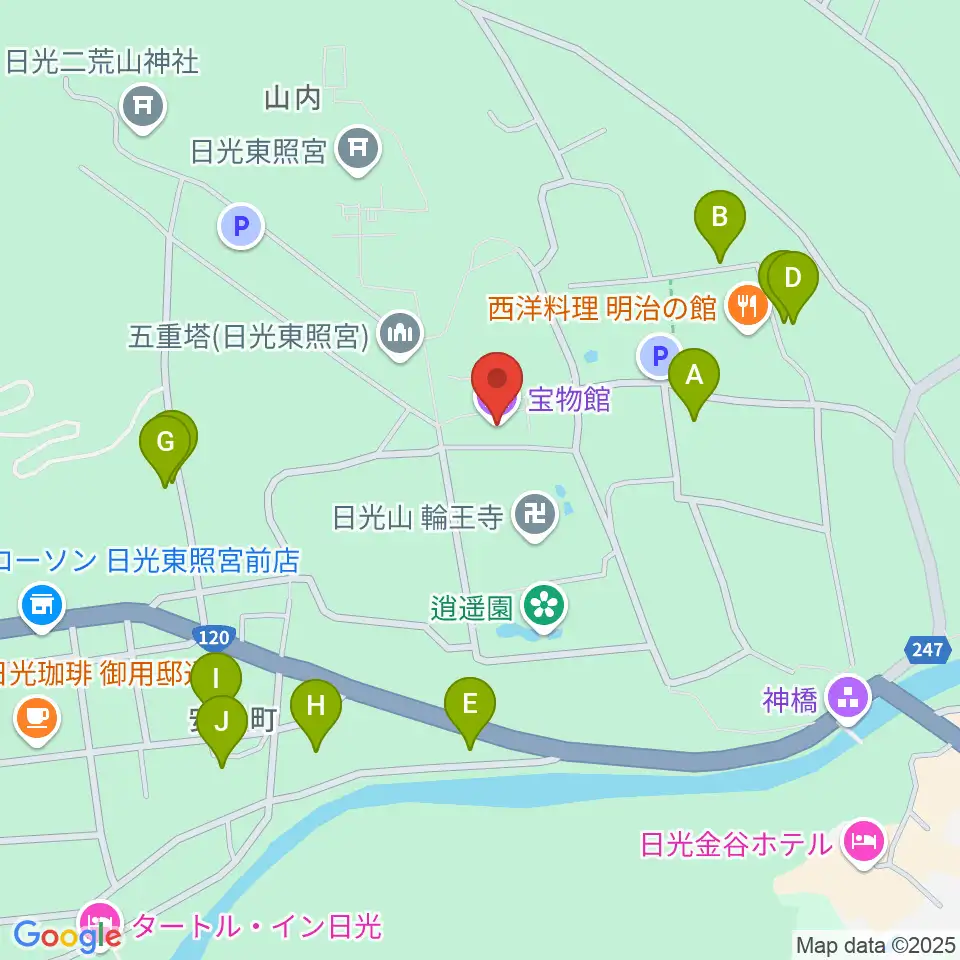 日光山輪王寺宝物殿周辺のホテル一覧地図