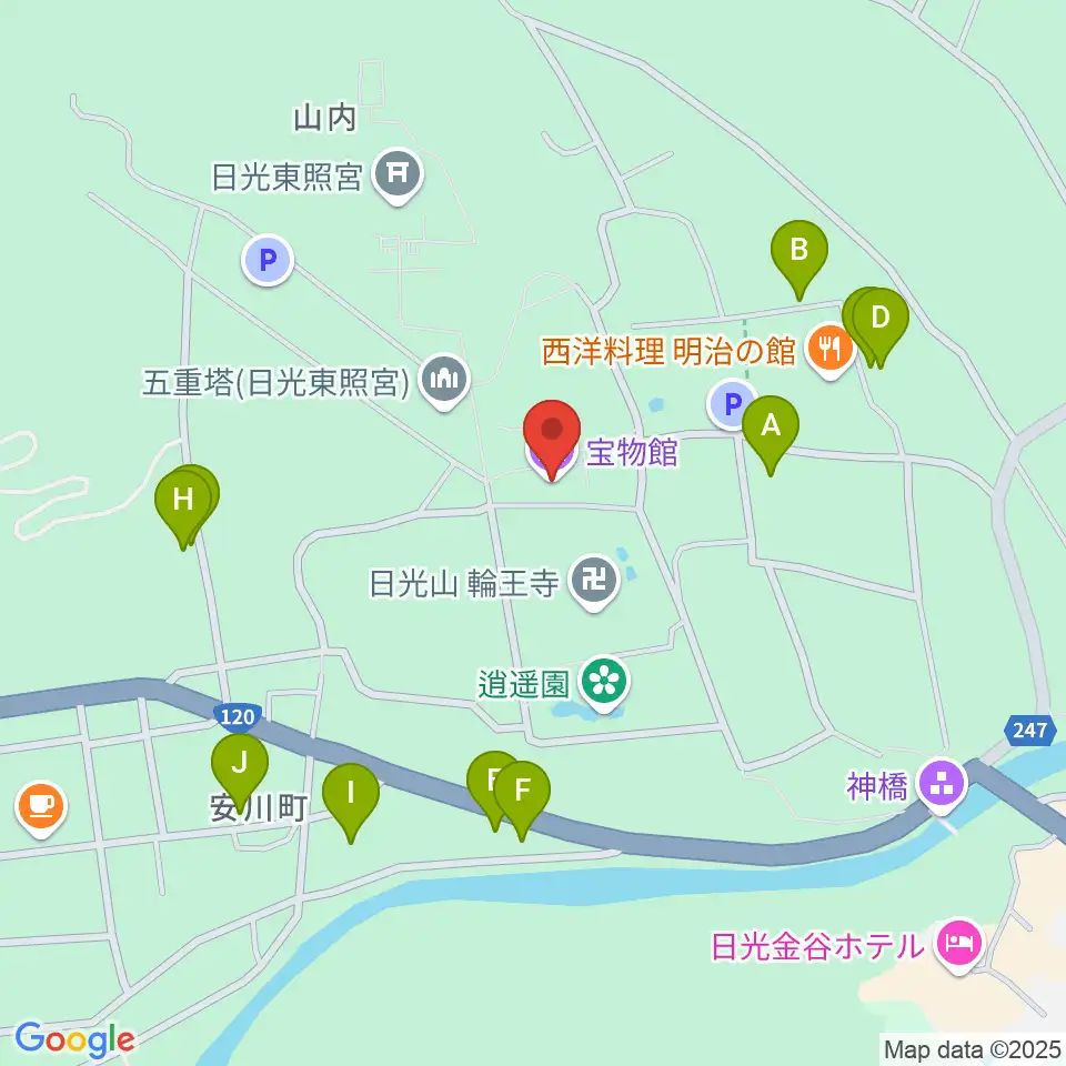 日光山輪王寺宝物殿周辺のホテル一覧地図