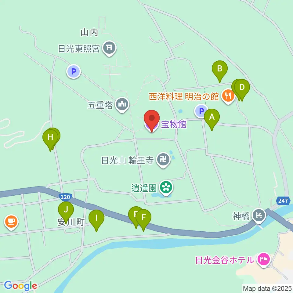日光山輪王寺宝物殿周辺のホテル一覧地図