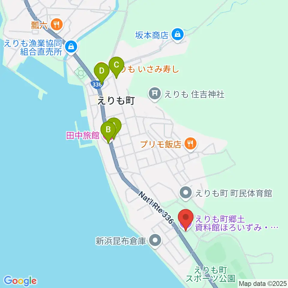 えりも町郷土資料館ほろいずみ・水産の館周辺のホテル一覧地図