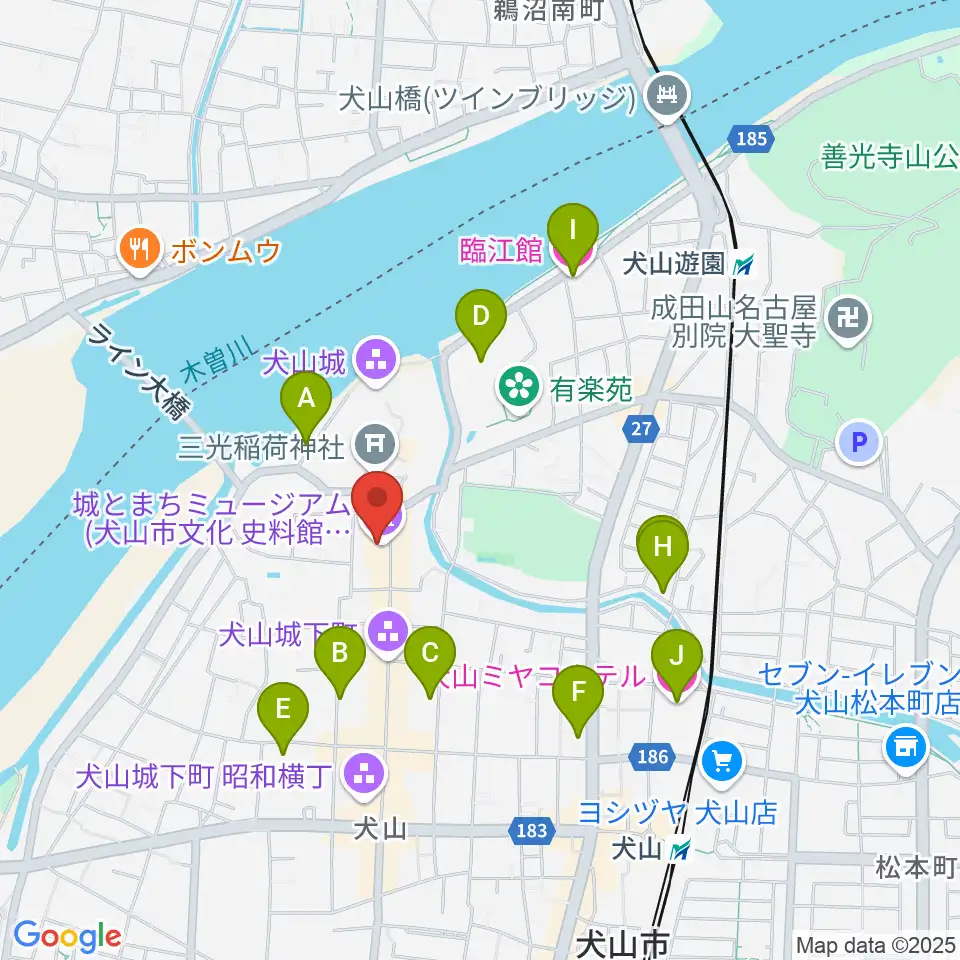 城とまちミュージアム周辺のホテル一覧地図