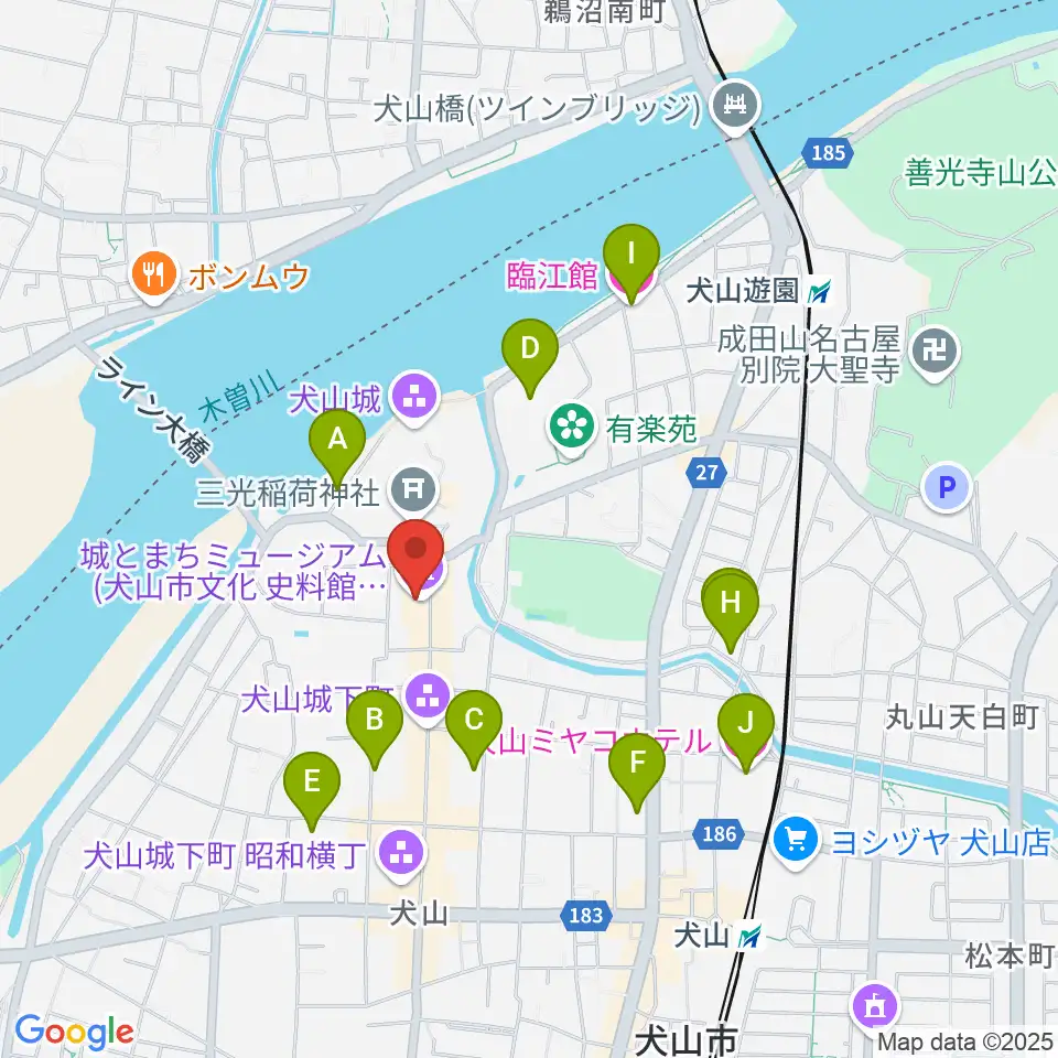 城とまちミュージアム周辺のホテル一覧地図