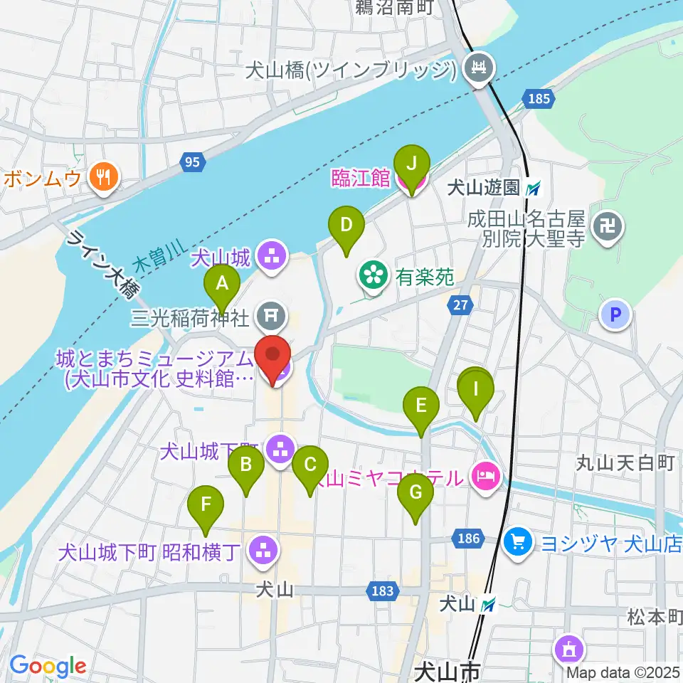 城とまちミュージアム周辺のホテル一覧地図