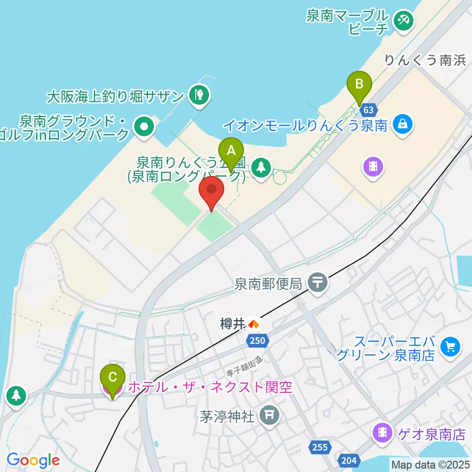 J:COMサザンスタジアム周辺のホテル一覧地図