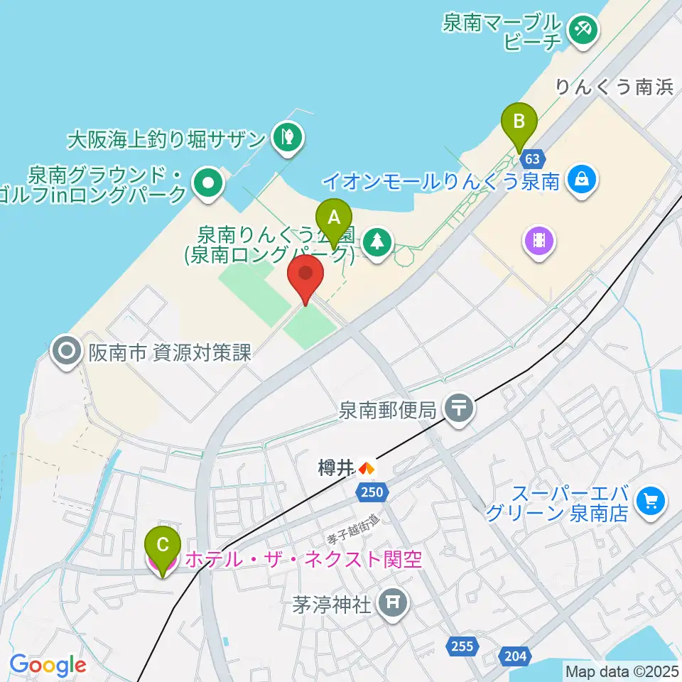 J:COMサザンスタジアム周辺のホテル一覧地図
