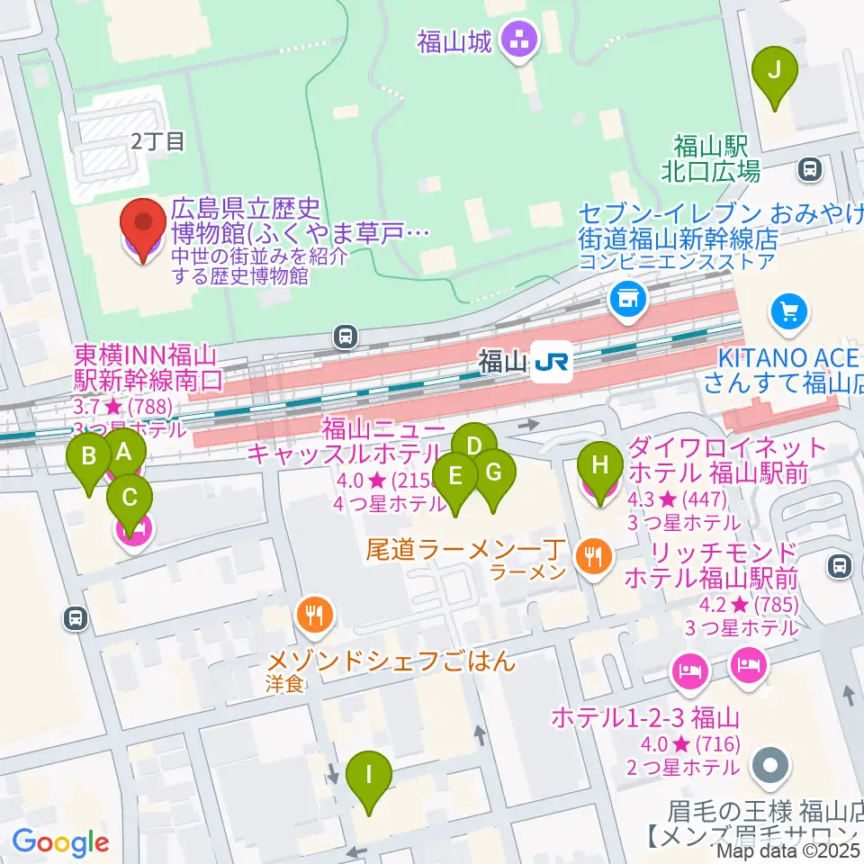 広島県立歴史博物館周辺のホテル一覧地図