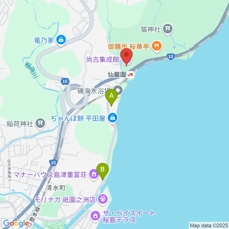 尚古集成館周辺のホテル一覧地図
