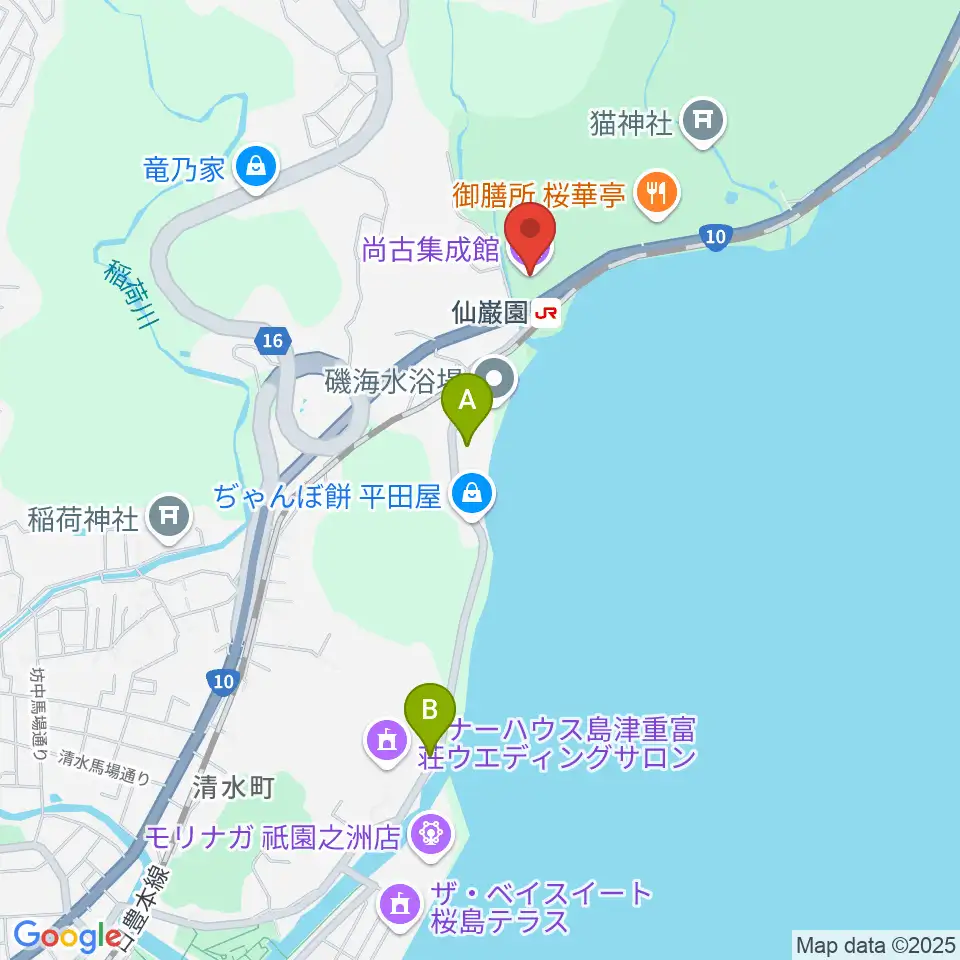 尚古集成館周辺のホテル一覧地図