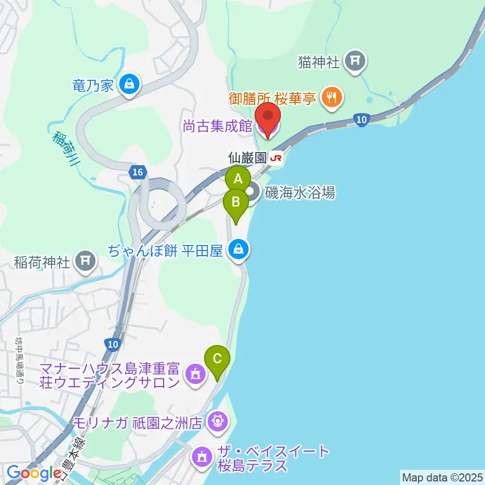 尚古集成館周辺のホテル一覧地図