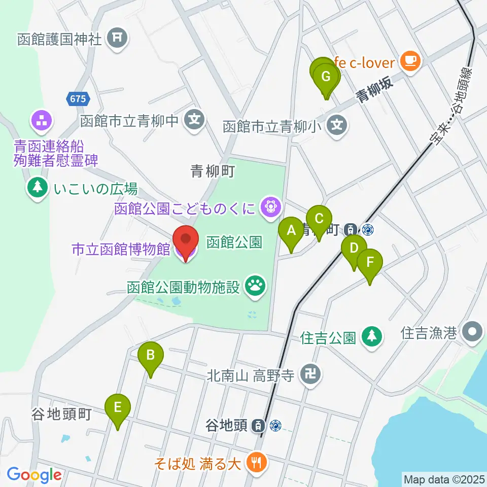市立函館博物館周辺のホテル一覧地図