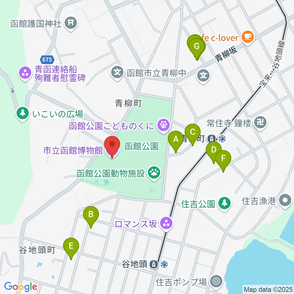市立函館博物館周辺のホテル一覧地図