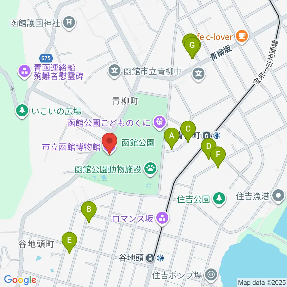 市立函館博物館周辺のホテル一覧地図