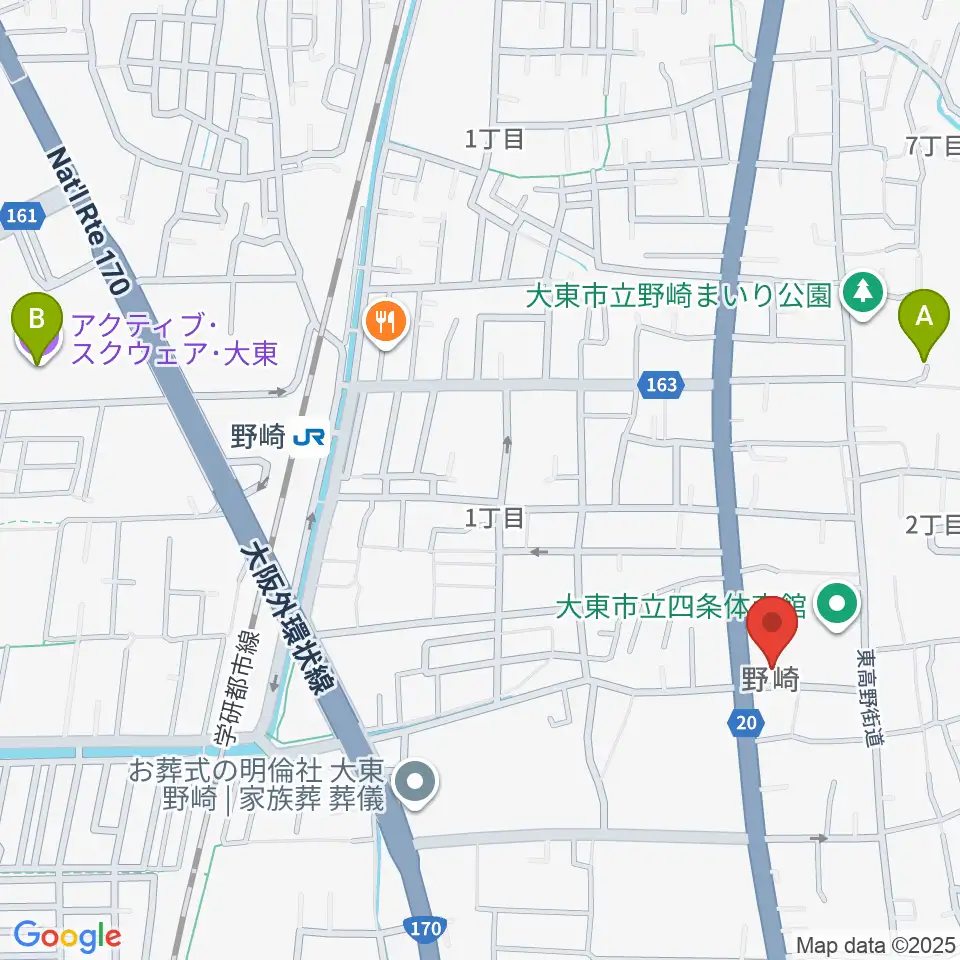 大東市立歴史民俗資料館周辺のホテル一覧地図