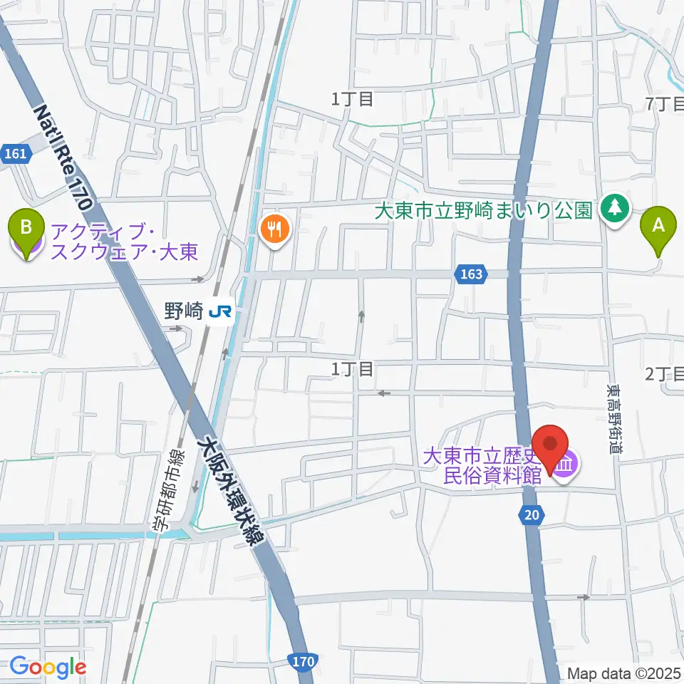 大東市立歴史民俗資料館周辺のホテル一覧地図