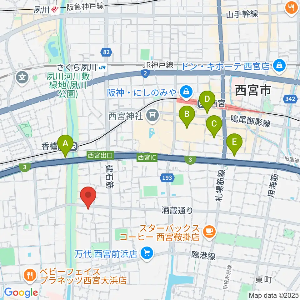 西宮市立郷土資料館周辺のホテル一覧地図
