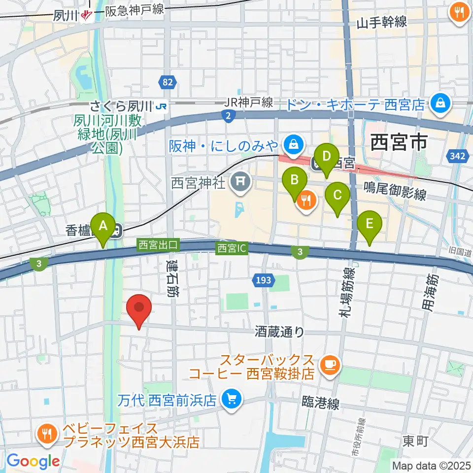 西宮市立郷土資料館周辺のホテル一覧地図