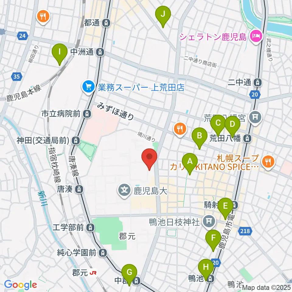 鹿児島大学総合研究博物館周辺のホテル一覧地図