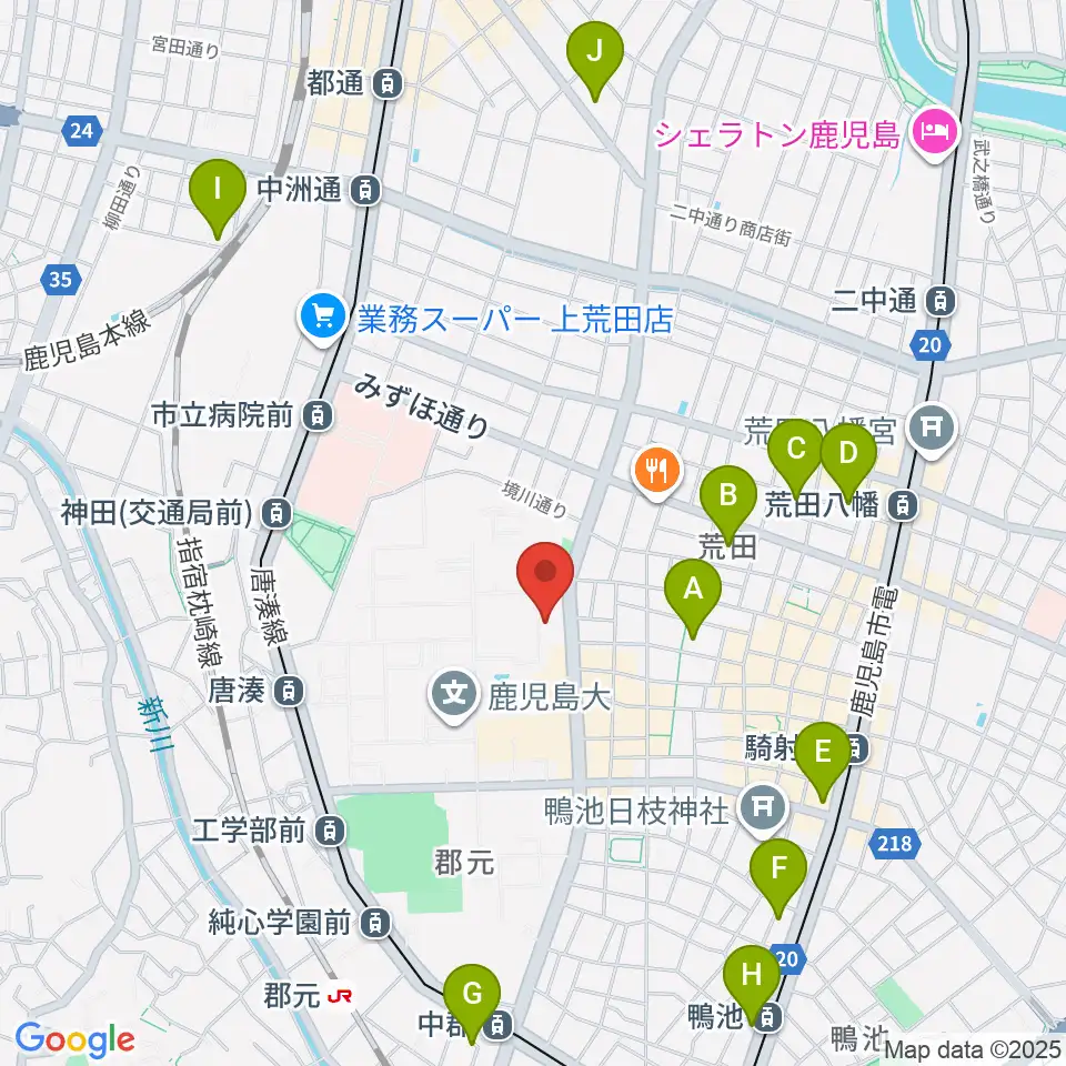 鹿児島大学総合研究博物館周辺のホテル一覧地図