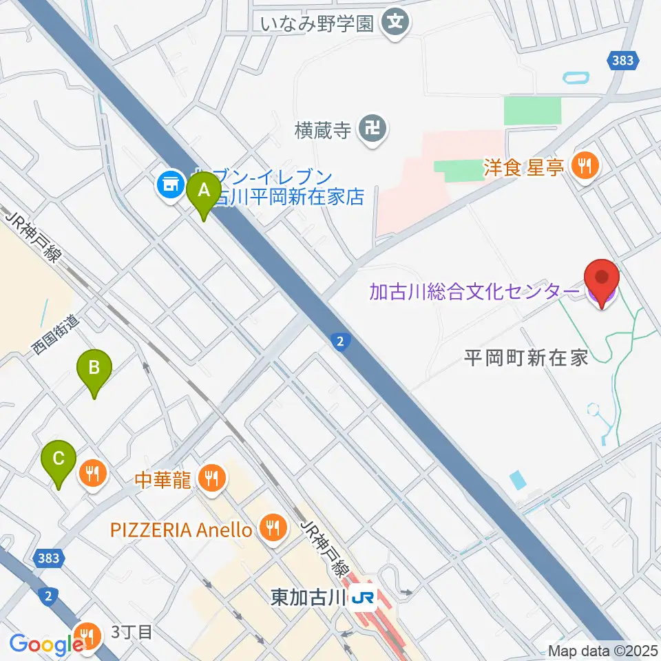 加古川総合文化センター周辺のホテル一覧地図
