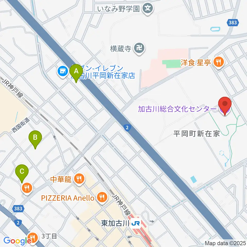 加古川総合文化センター周辺のホテル一覧地図