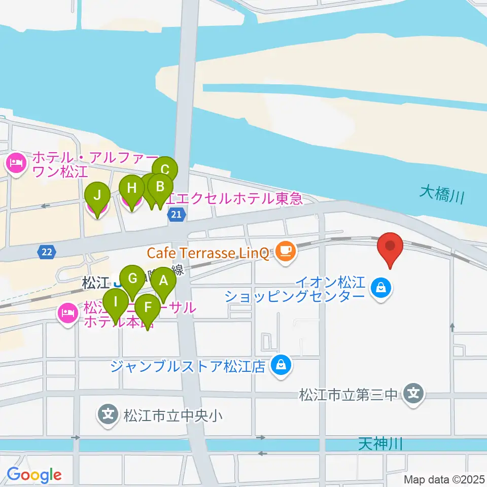 イオンシネマ松江周辺のホテル一覧地図