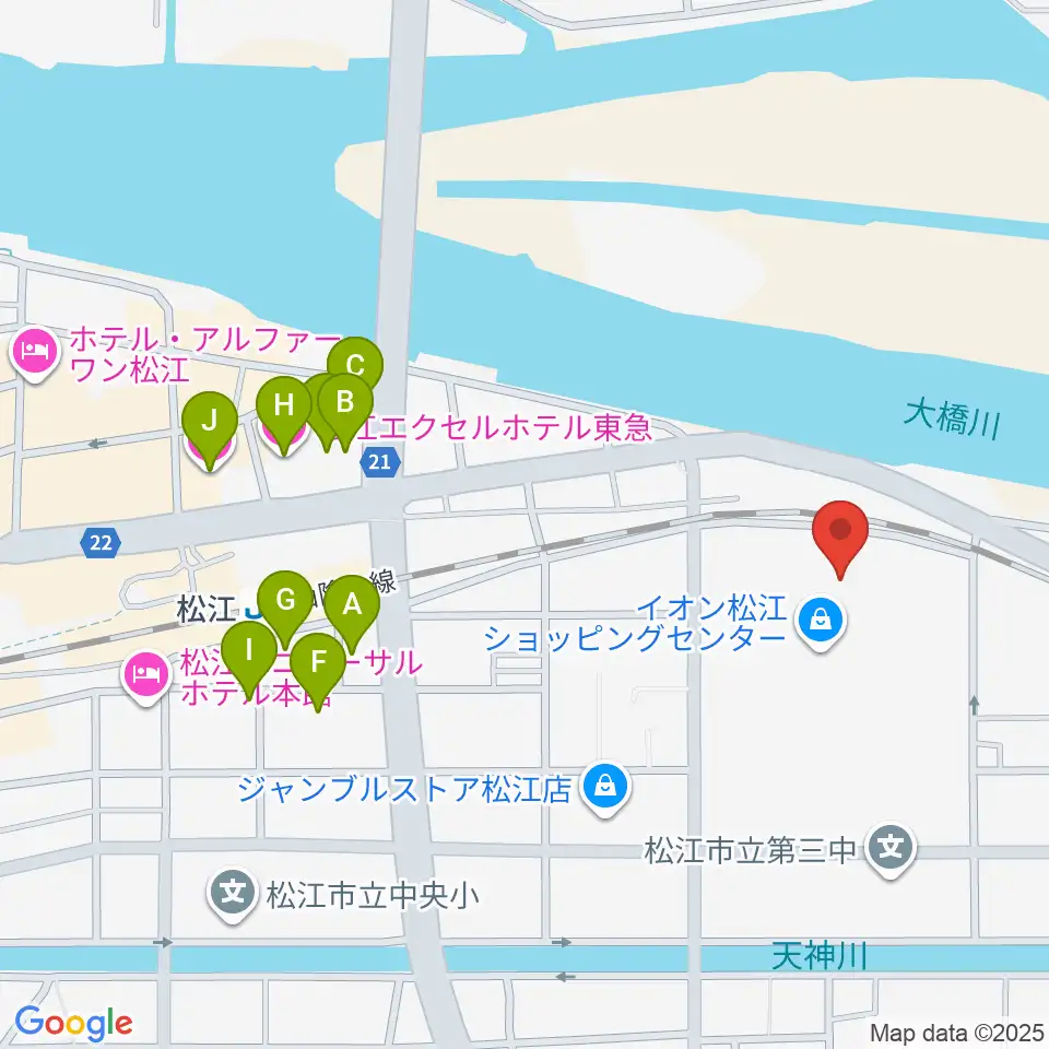 イオンシネマ松江周辺のホテル一覧地図