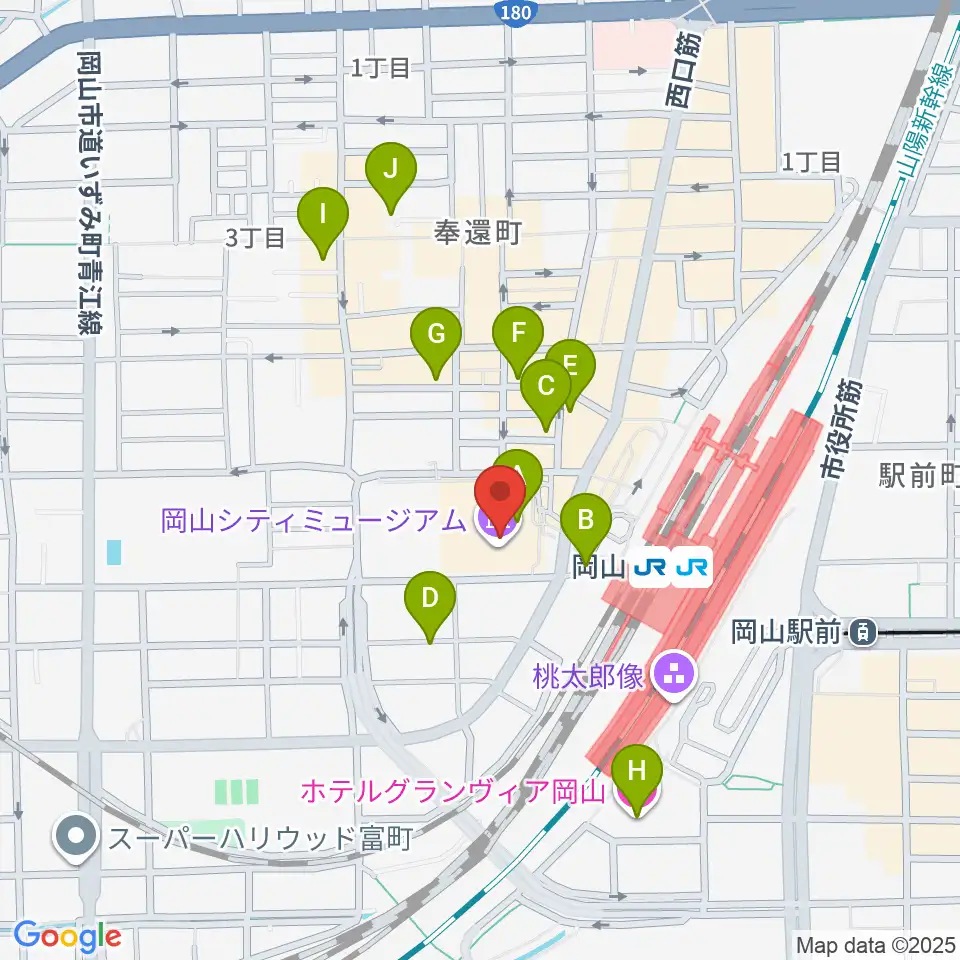 岡山シティミュージアム周辺のホテル一覧地図