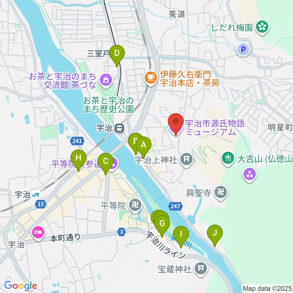 宇治市源氏物語ミュージアム周辺のホテル一覧地図