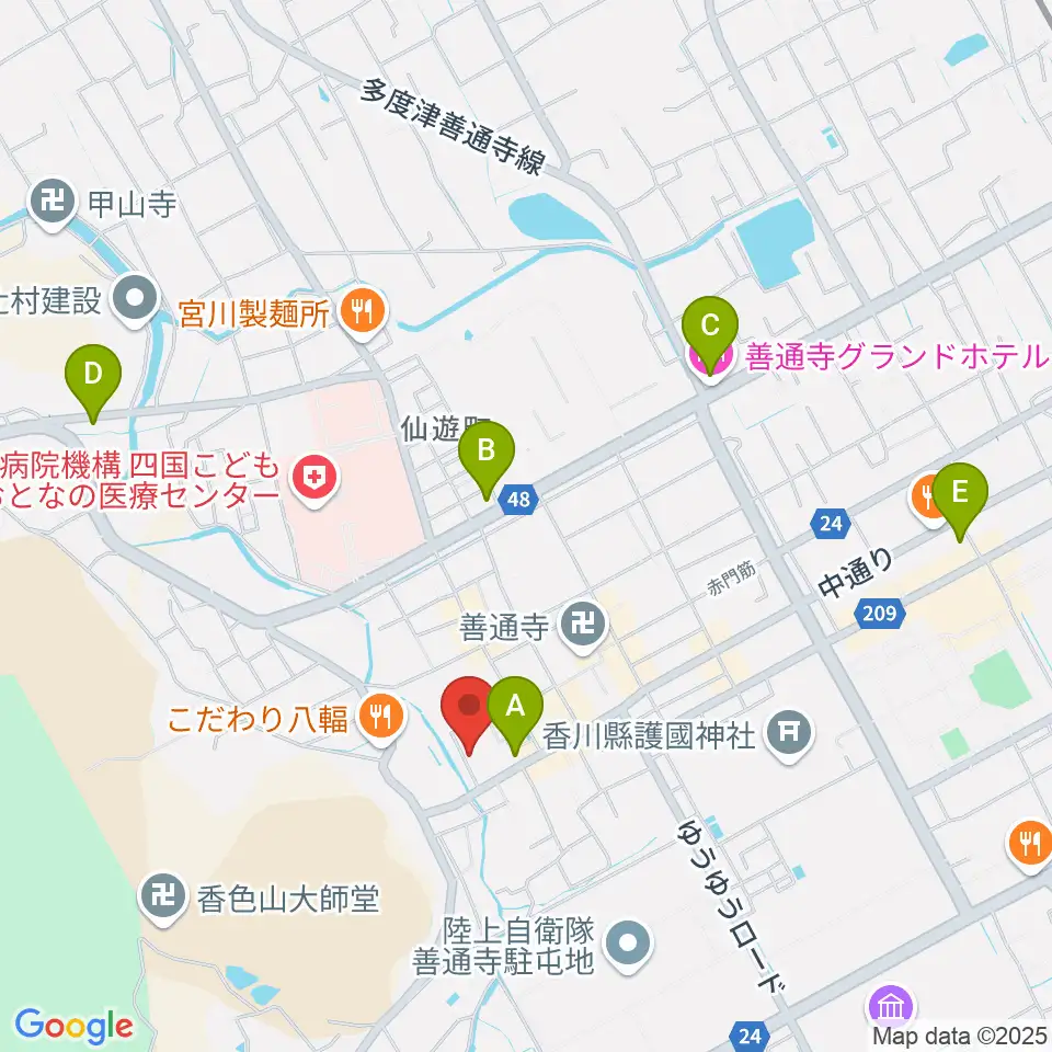 善通寺宝物館周辺のホテル一覧地図