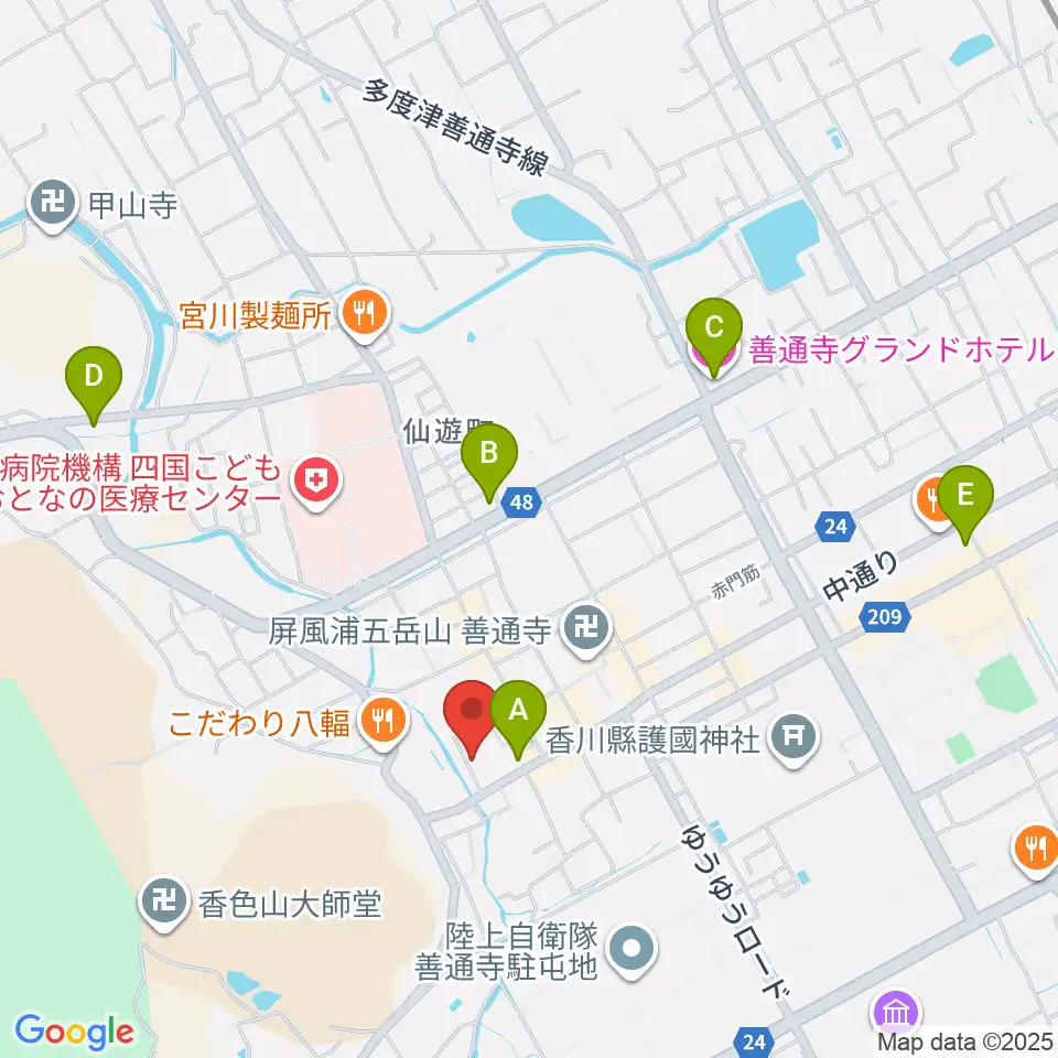 善通寺宝物館周辺のホテル一覧地図