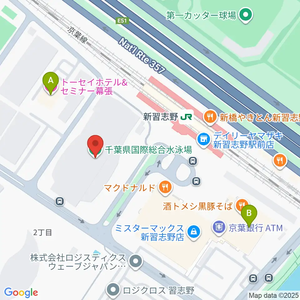千葉県国際総合水泳場周辺のホテル一覧地図