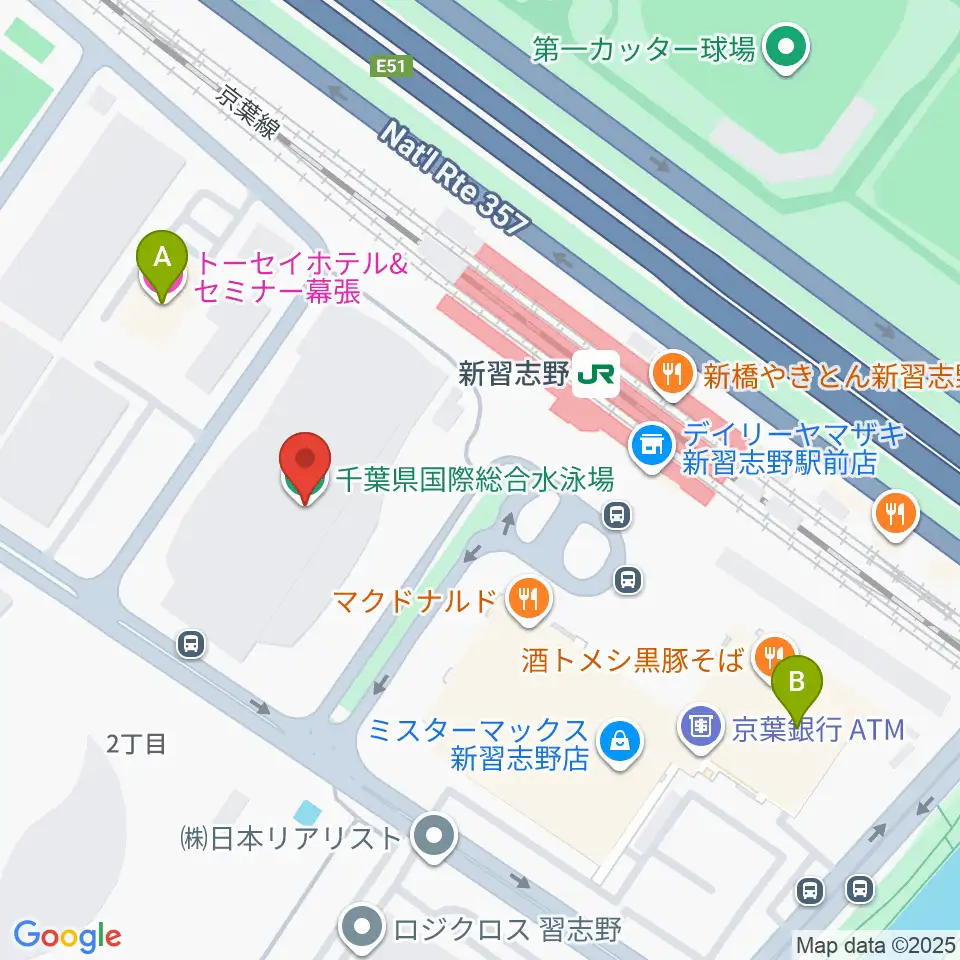 千葉県国際総合水泳場周辺のホテル一覧地図