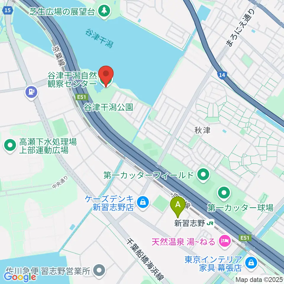 谷津干潟自然観察センター周辺のホテル一覧地図
