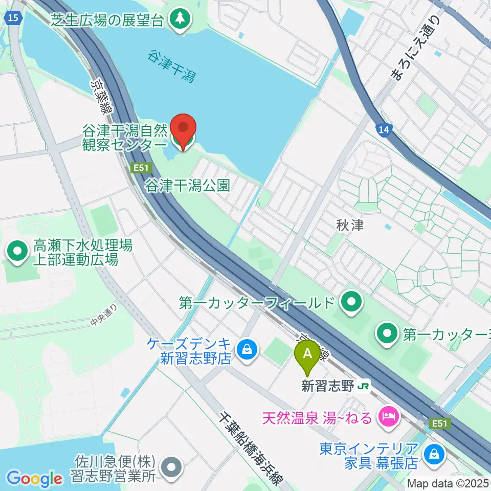 谷津干潟自然観察センター周辺のホテル一覧地図