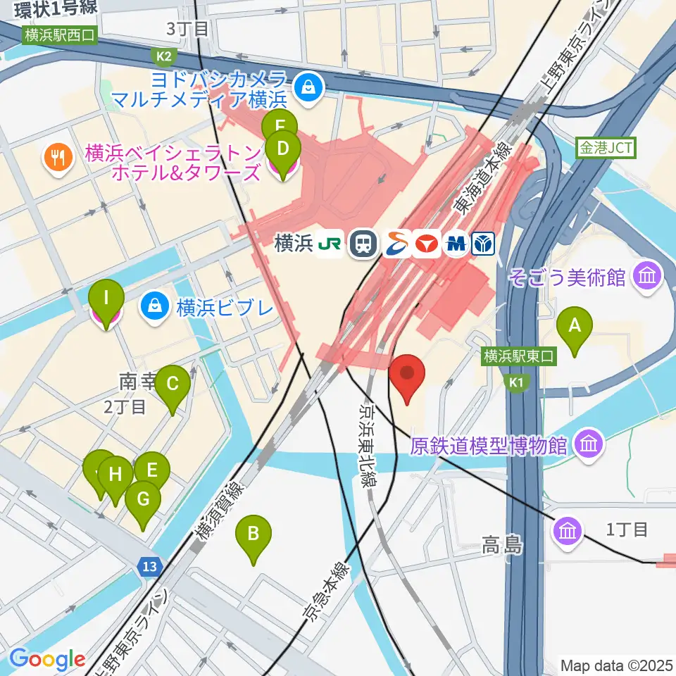 YOKOHAMA COAST garage+周辺のホテル一覧地図