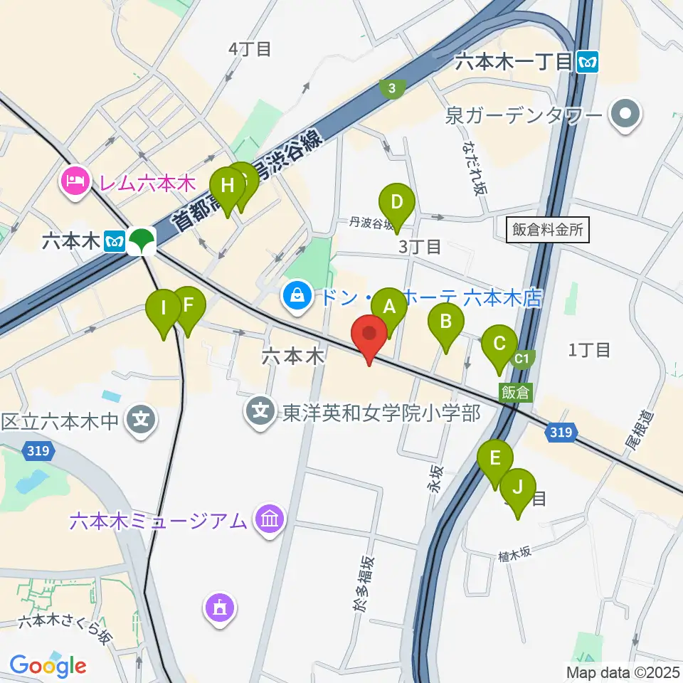 PLUSWIN HALL 六本木周辺のホテル一覧地図