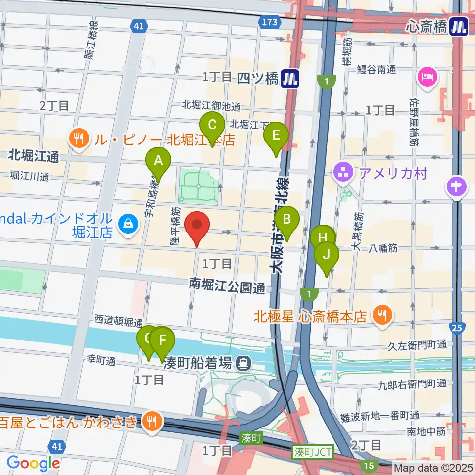 PLUSWIN HALL 南堀江周辺のホテル一覧地図