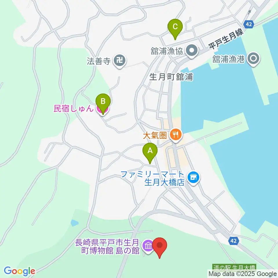 平戸市生月町博物館・島の館周辺のホテル一覧地図