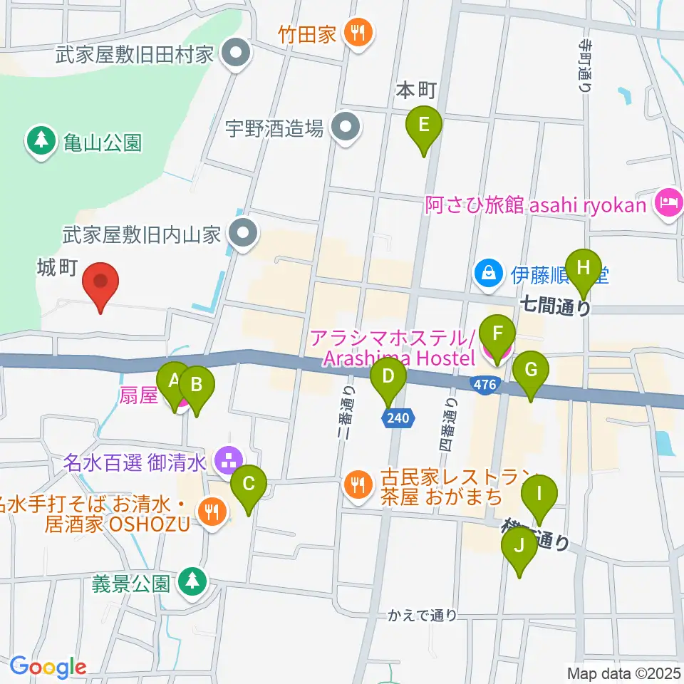 大野市民俗資料館周辺のホテル一覧地図
