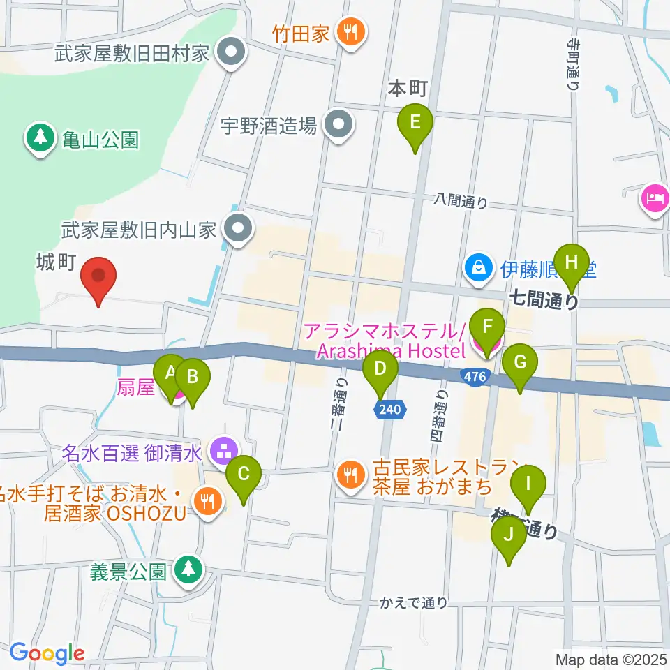大野市民俗資料館周辺のホテル一覧地図